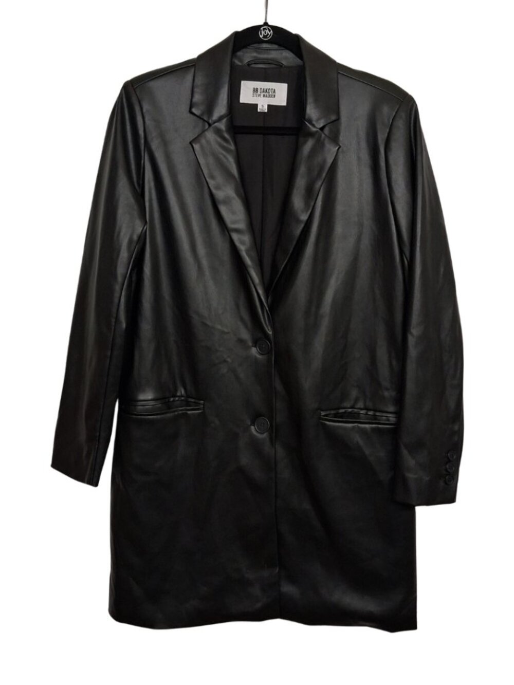 BB DAKOTA STEVE MADDEN Faux Leather Buttery Soft Long Blazer Jacket Small